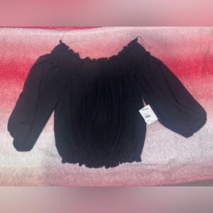 NWT Wild Moss Boot Barn off shoulder black crop blouse